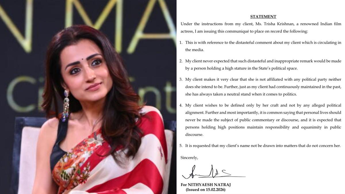 Trisha Denounces BJP Leader's Crass Comment